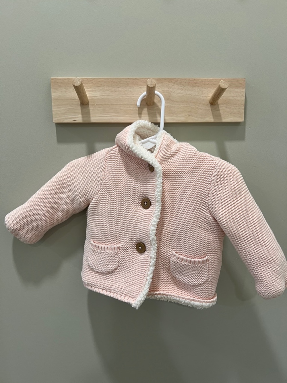Carter's Pale Pink Sweater Jacket with fuzzy lining